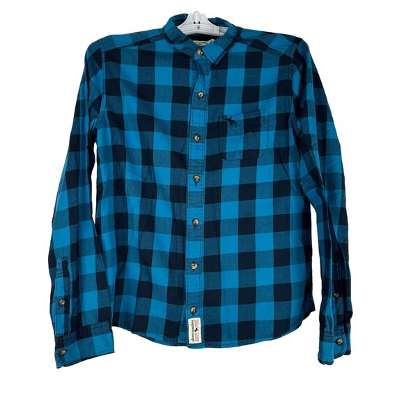 Abercrombie Kids Boys Plaid Button Down Shirt Size 13/14 Blue - Picture 1 of 5